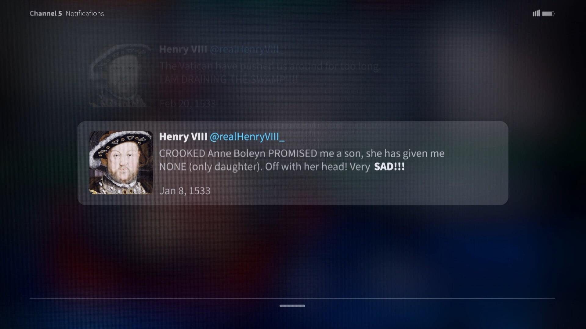 Still from "Henry VIII & Trump"